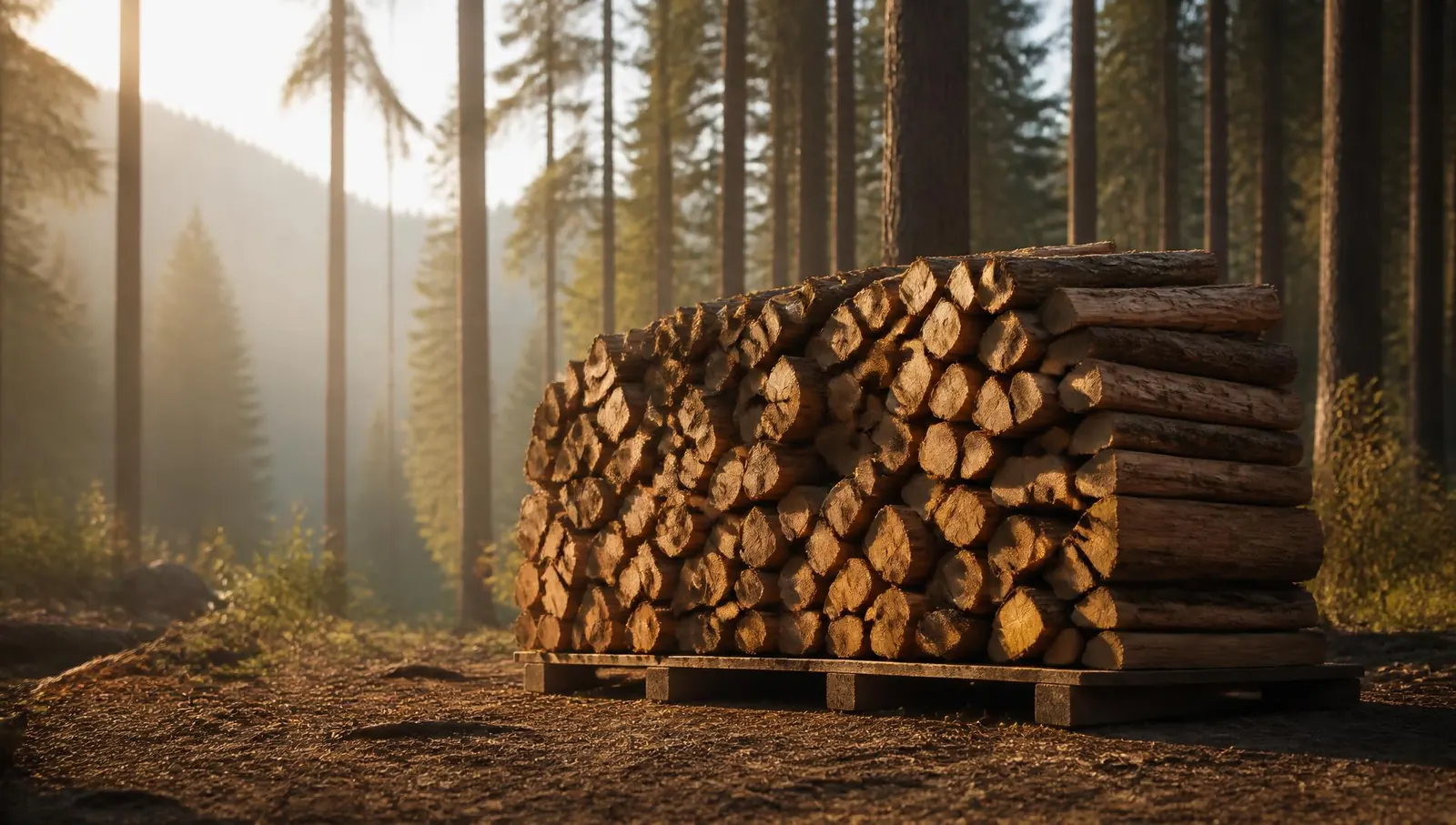 Bûches de bois de chauffage empilées devant un poêle allumé